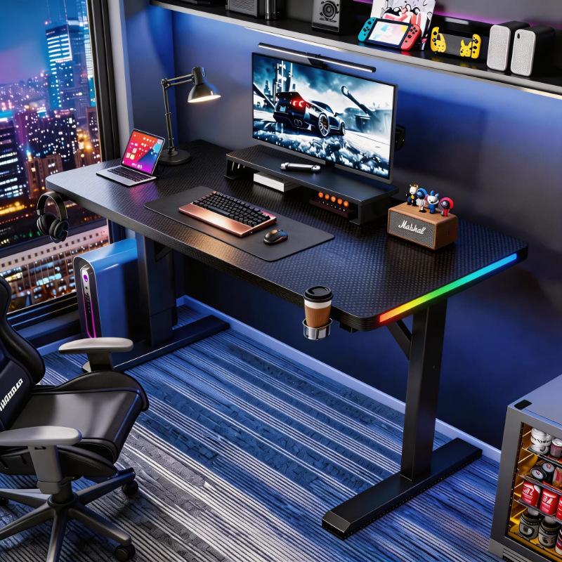E-Sports Desk with Rgb Light Strip, Ergonomically Designed to Create an E-Sports Room Atmosphere, Stable Home Desktop Computer Desk E-Sports Desk with Rgb Light Strip, Ergonomically Designed to Create an E-Sports Room Atmosphere, Stable Home Desktop Computer Desk