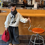 泰如2025冬季新款男童韩版卡通加厚套装儿童洋气保暖加绒上衣长裤