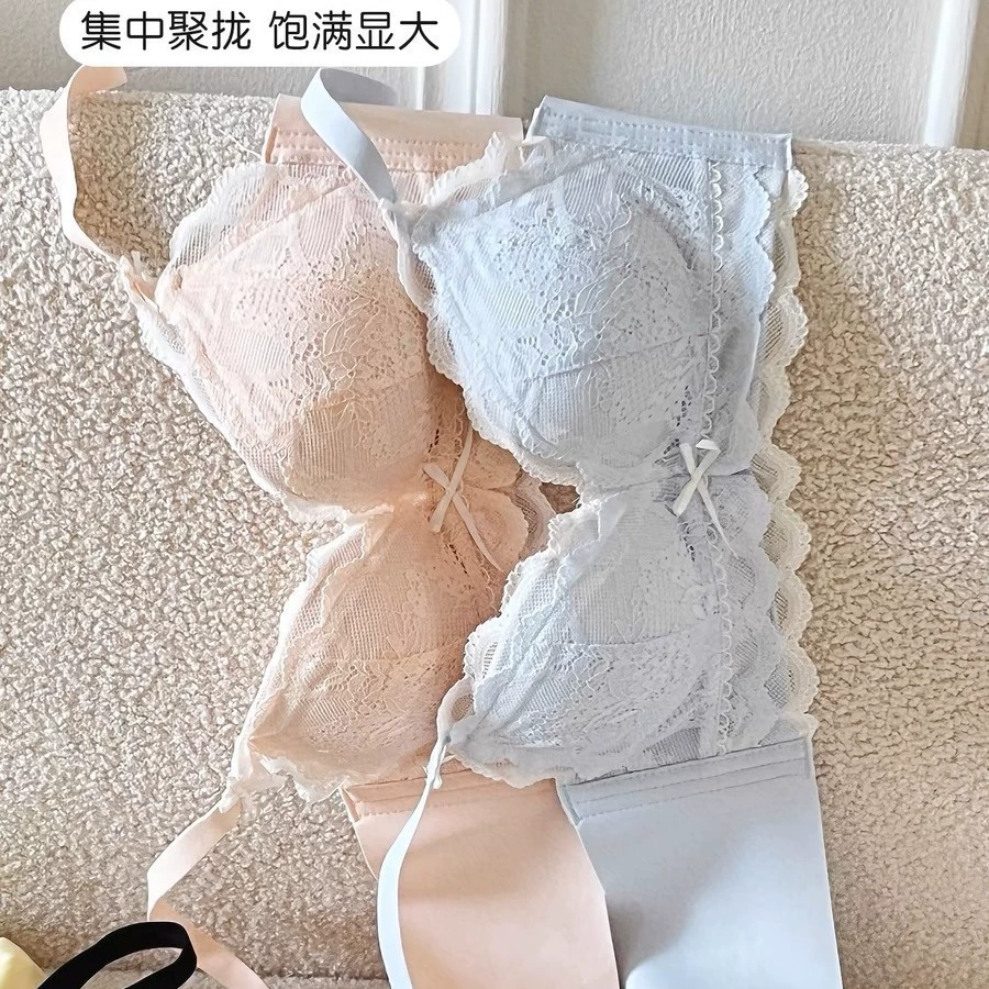 Lace underwear, push up bra, wireless bra, supporting bra top