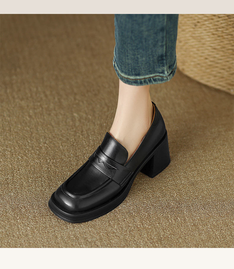 CHIKO Am Square Toe Block Heels Loafers Shoes