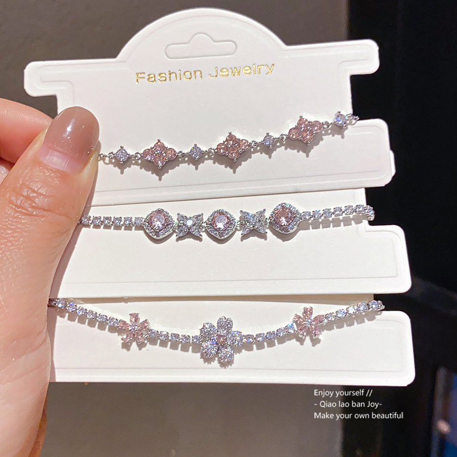 Lujo ligero francés flor de zircon pulsera de hebilla pulsera de alta calidad pulsera de nicho de diseño de moda joyería de mujer
