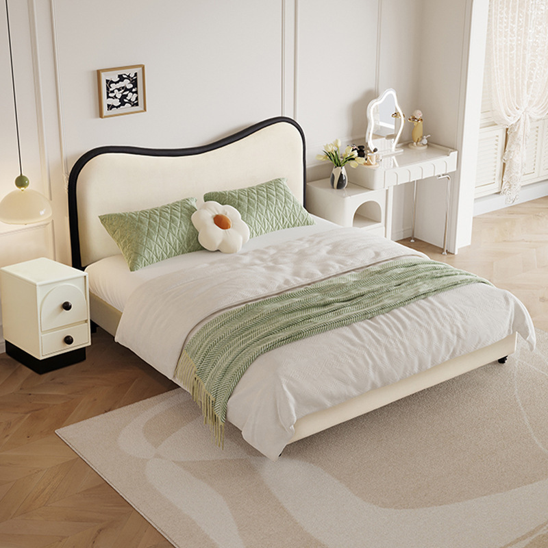 DASIMA estilo francés crema viento 1m 8 cama doble cabecera bolsa de respaldo en una cama grande cama principal cama de tela