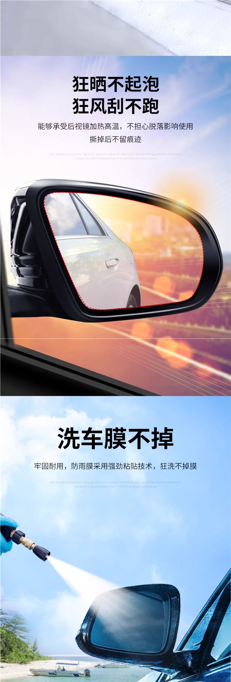 Rearview mirror rainproof film for cars, reflective anti-rain magic film for reversing mirrors, anti-fog and waterproof glass film for rainy days