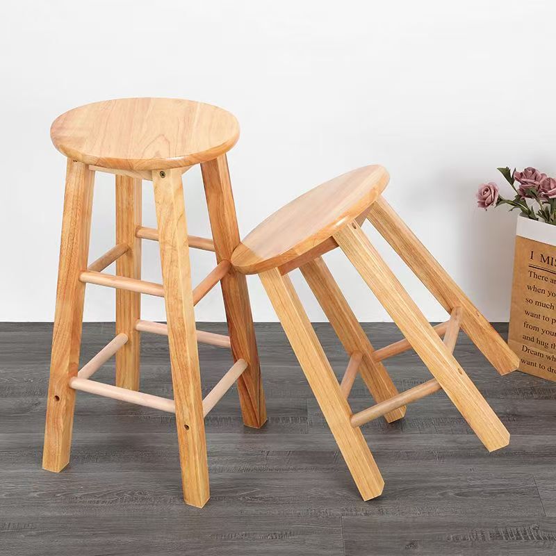 Thickened and Elevated Simple Wooden Bar Stool for Home Use in Living Room, Balcony, Solid Wood Dining Chair, High Stool for Milk Tea Shop, Coffee Shop