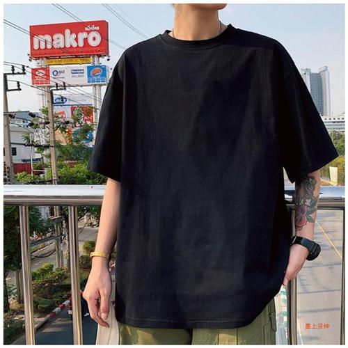 Summer loose casual short-sleeve men's INS trendy round neck plain color T-shirt men's student versatile inner layer base shirt