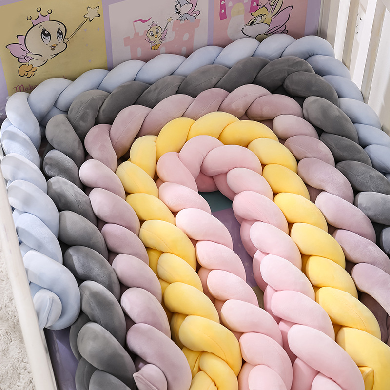 ins-style Nordic twist woven baby bed Wall hand-woven anti-collision three-strand braided knot rope pillow