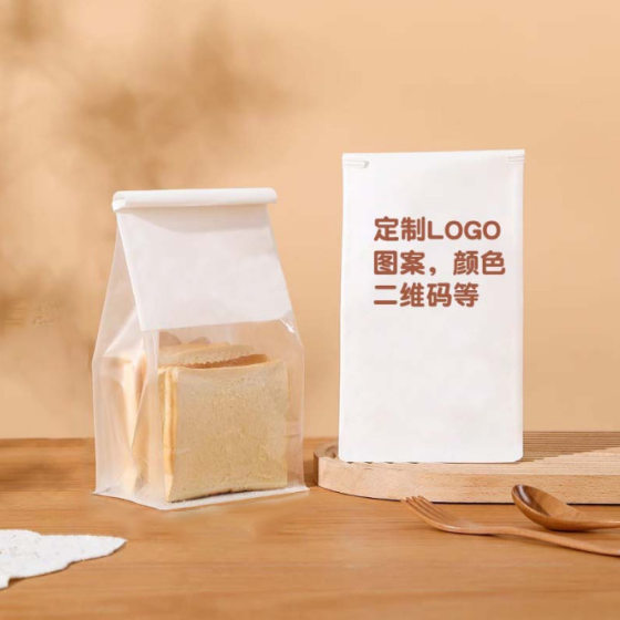 Open Window Transparent White Kraft Paper Bag Household Baking Food Sealed Bag Wire Curl Sealed Toast Bread Bag