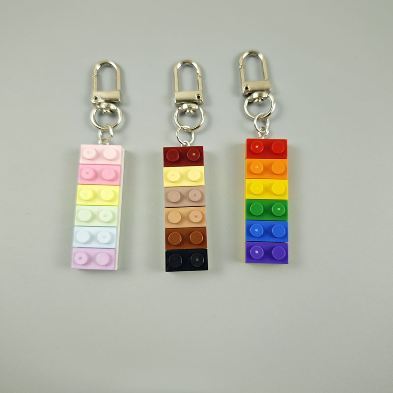 韩版ins风亚克力拼装彩虹积木钥匙扣包包少女心个性简约学生礼物