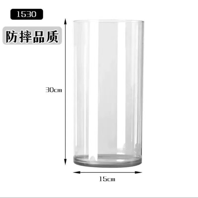 亚克力防摔花瓶摆件客厅插花透明水养富贵竹直筒轻奢感醒花桶批发|undefined