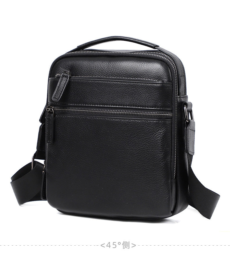 Túi đeo chéo nam da bò thật 20×8×24 cm kiểu mới đơn giản — Màu đen chi tiết 13
