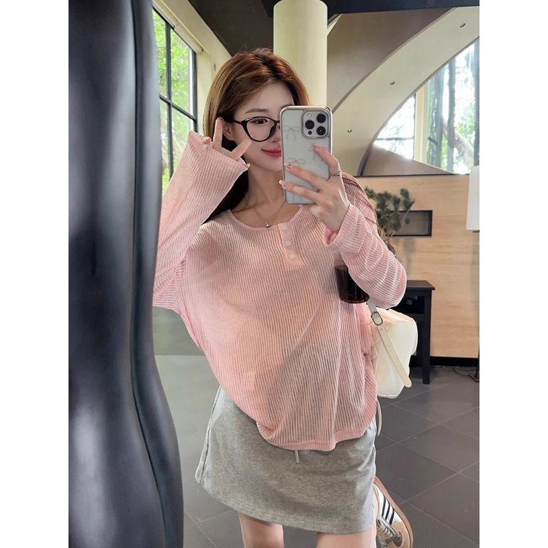 Lazy Style Pure Desire Backless Lace-Up Pink T-Shirt for Women 2025 New Loose Slimming Look Sun Protection Blouse Top Trendy