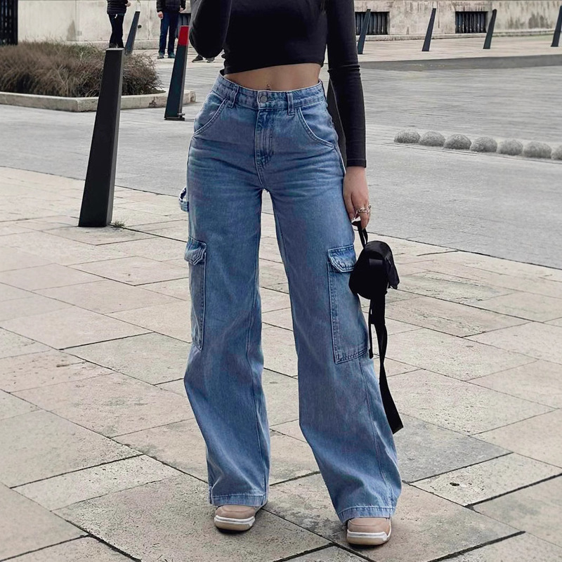 2026 Cross-Border Shein European and American Plus-Size Denim Stretch Work Pants for Plus-Size Women, Straight-Leg Multi-Pocket Jeans 2026 Cross-Border Shein European and American Plus-Size Denim Stretch Work Pants for Plus-Size Women, Straight-Leg Multi-Pocket Jeans