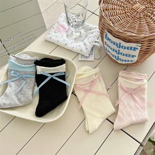 Korean Seamless Lace Slouch Socks with Contrasting Ruffled Edges, Mid-Calf Socks, Japanese Sweet Girl Jk Ballet Style