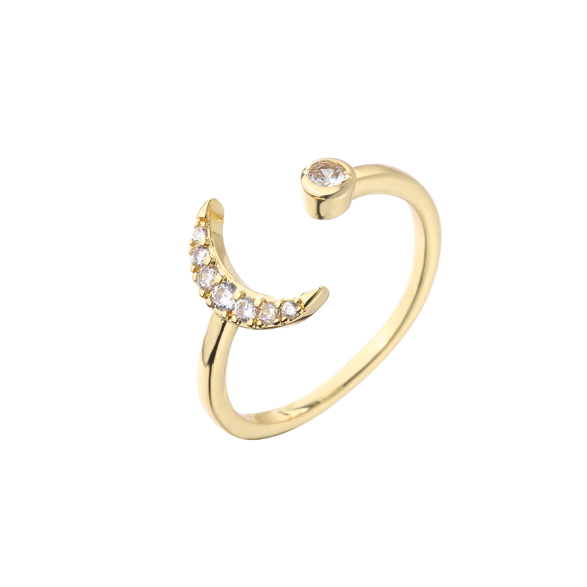micro-inlaid zircon star moon butterfly ring opening adjustable strap fashion jewelry ring