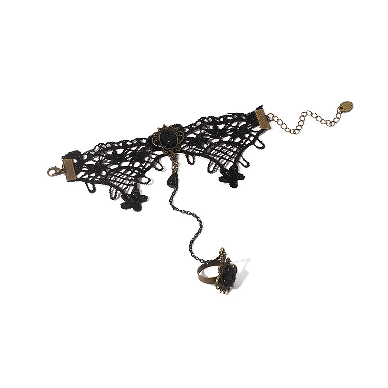 10g Weight Bracelets Classification Travel Occasion Women'S Gender Black Color Flower-shaped Lace Bracelet Ring One-hand Knitted Bracelet 5