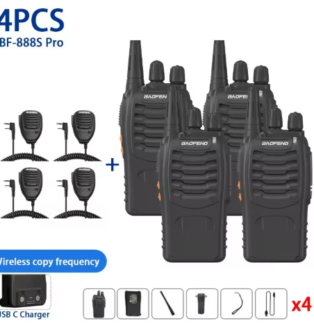 Radio Walkie-Talkie Portátil Inalámbrico BF-888S Antiinterferencia para Exteriores