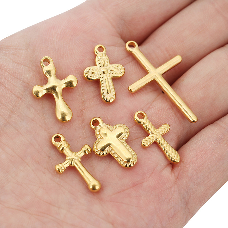 Pendant Jewelry Making Type 5 PCS/Package 12*20mm 13 * 21mm 14.5*22mm Hole 2~2.9mm 304 Stainless Steel Cross Pendant