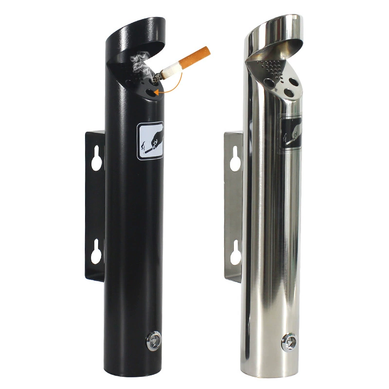 Цельная доставка колонна для тушения дыма из нержавеющей стали в вестибюле отеля подвесная колонна для золы на открытом воздухе настенное ведро для прикуривателя с замком