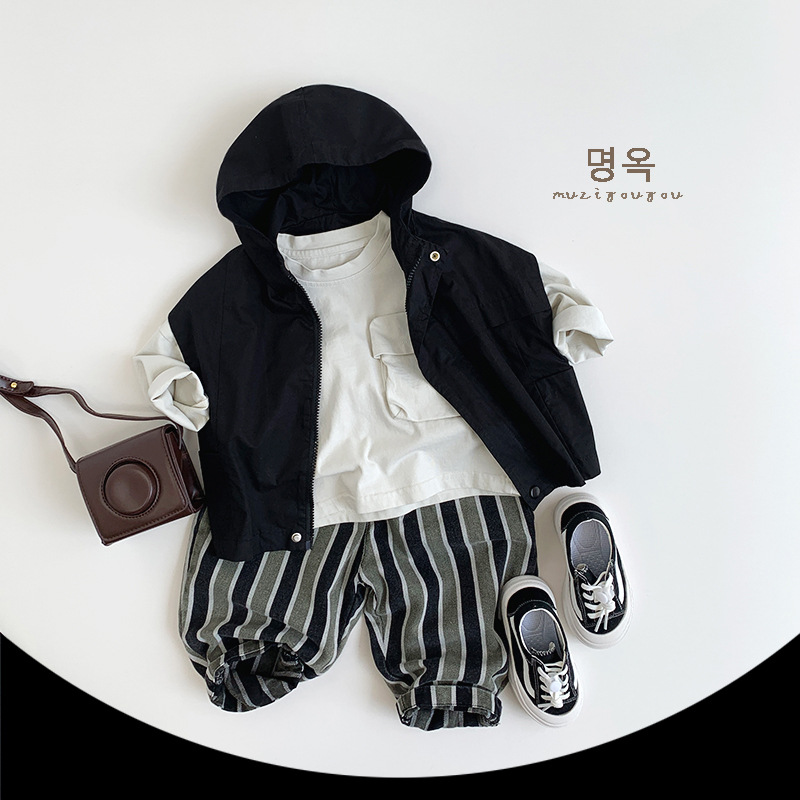 Chaleco con capucha para niños 2025 otoño nuevo estilo ropa casual para niños chaqueta hombres y mujeres chaleco de bebé ropa para niños al por mayor