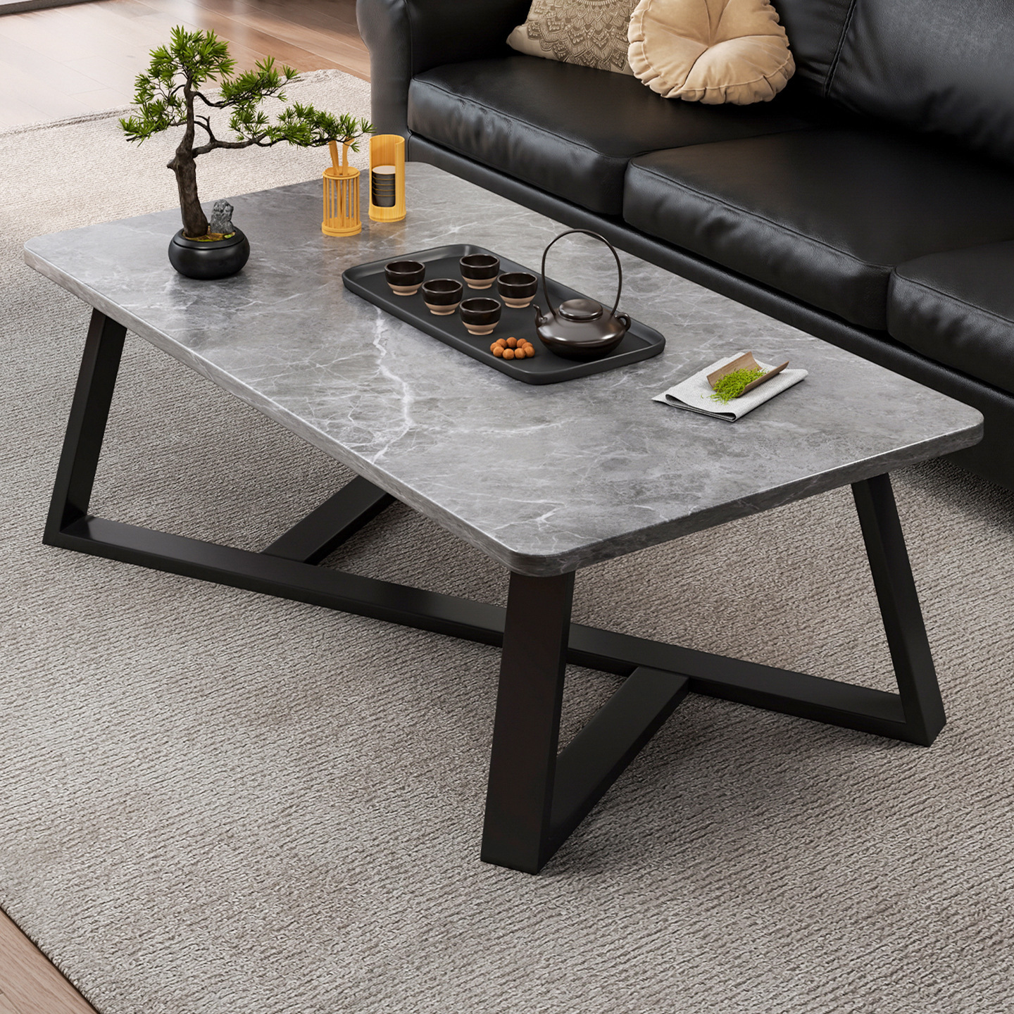 Coffee Table, Light Luxury, Suitable for Home Use in Living Rooms, Small Apartments, Rental Apartments, Offices, Simple Small Table, Sofa Tea Table, Marble Pattern