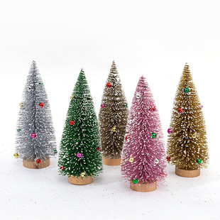 Custom gold powder snow beads Christmas tree Christmas decorations Christmas desktop ornaments color pine needle decoration