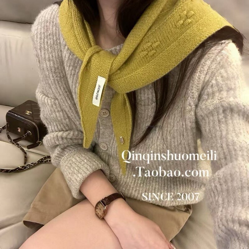巨洋韩系100％wool小羊毛围巾ins博主不规则三角巾女显白点睛领巾|undefined
