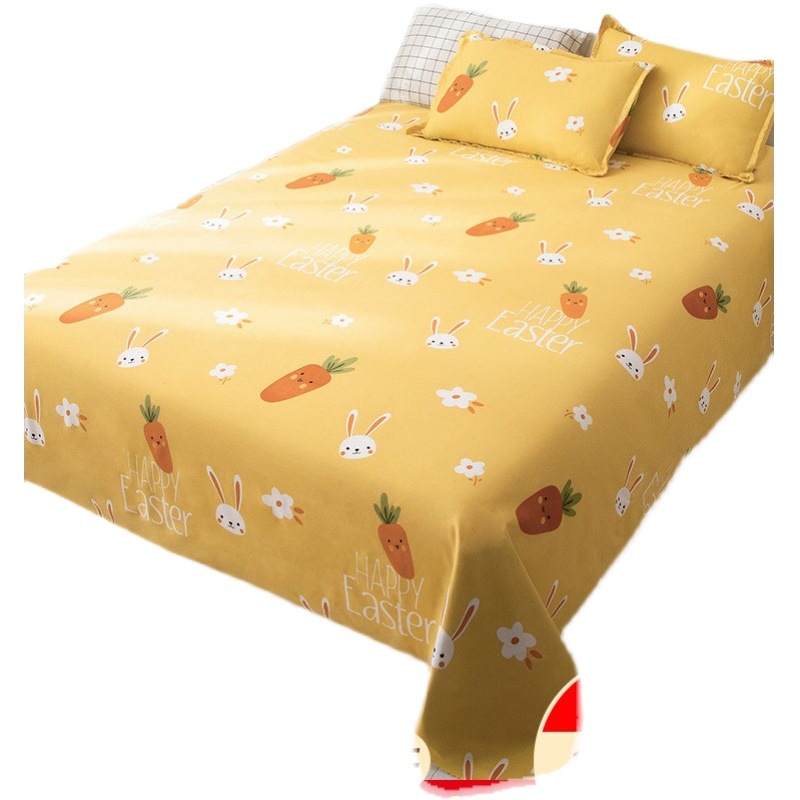 Dormitory Bed Sheet Single Piece Summer Children's Single Brushed Cotton Sheet for Girls, Washable Cotton Sheet, Dirt-Resistant Fabric, Suitable for All Seasons
