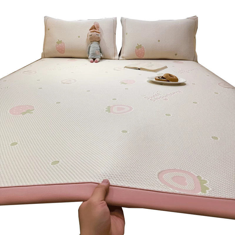 Peas de verano, tapete de seda helada, verano 2025, nuevo estilo, sábana de cama lavable a máquina, tapete suave para dormitorio, grado materno e infantil