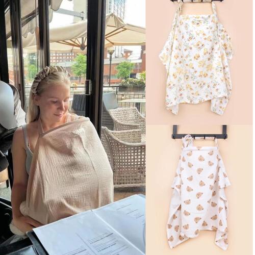 INS Pure Cotton Baby Blanket Outdoor Nursing Towel Anti-Walkthrough Covering Scarf Feeding Shirt Blanket Nursing Cover Top Perinatal Basket