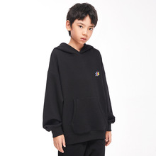 DK童装秋装新款华夫格男童连帽卫衣宽松男孩儿童加厚炸街潮酷上衣