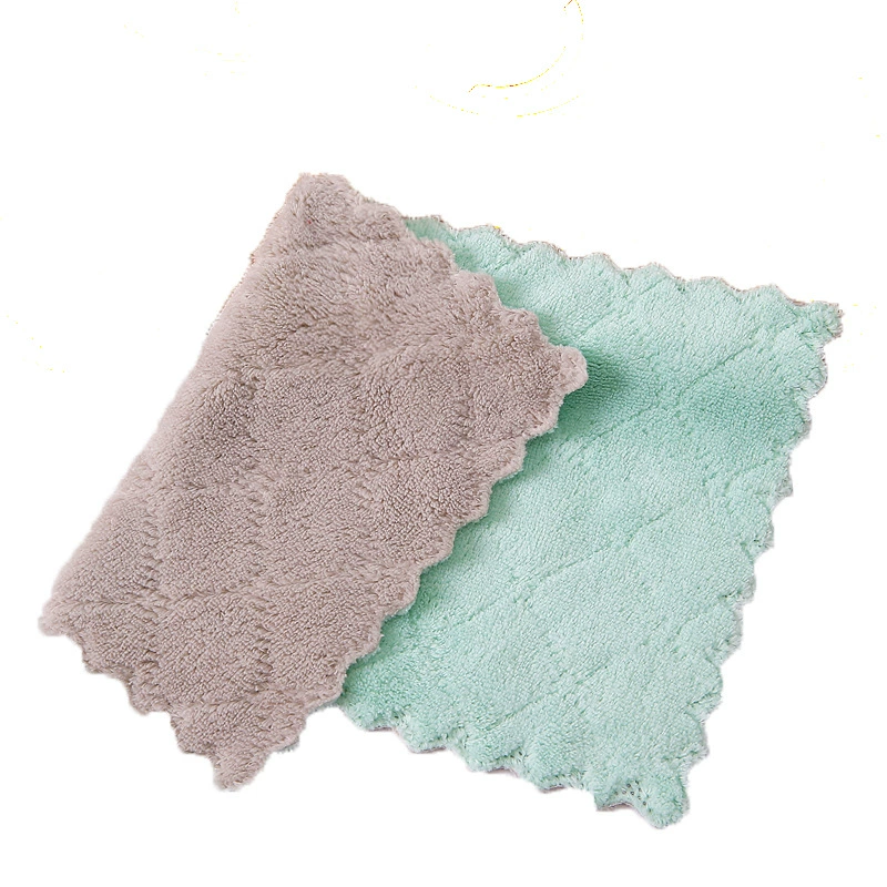Double-Layer Coral Velvet Dishcloth, Super Absorbent, Thickened, Multiple Sizes