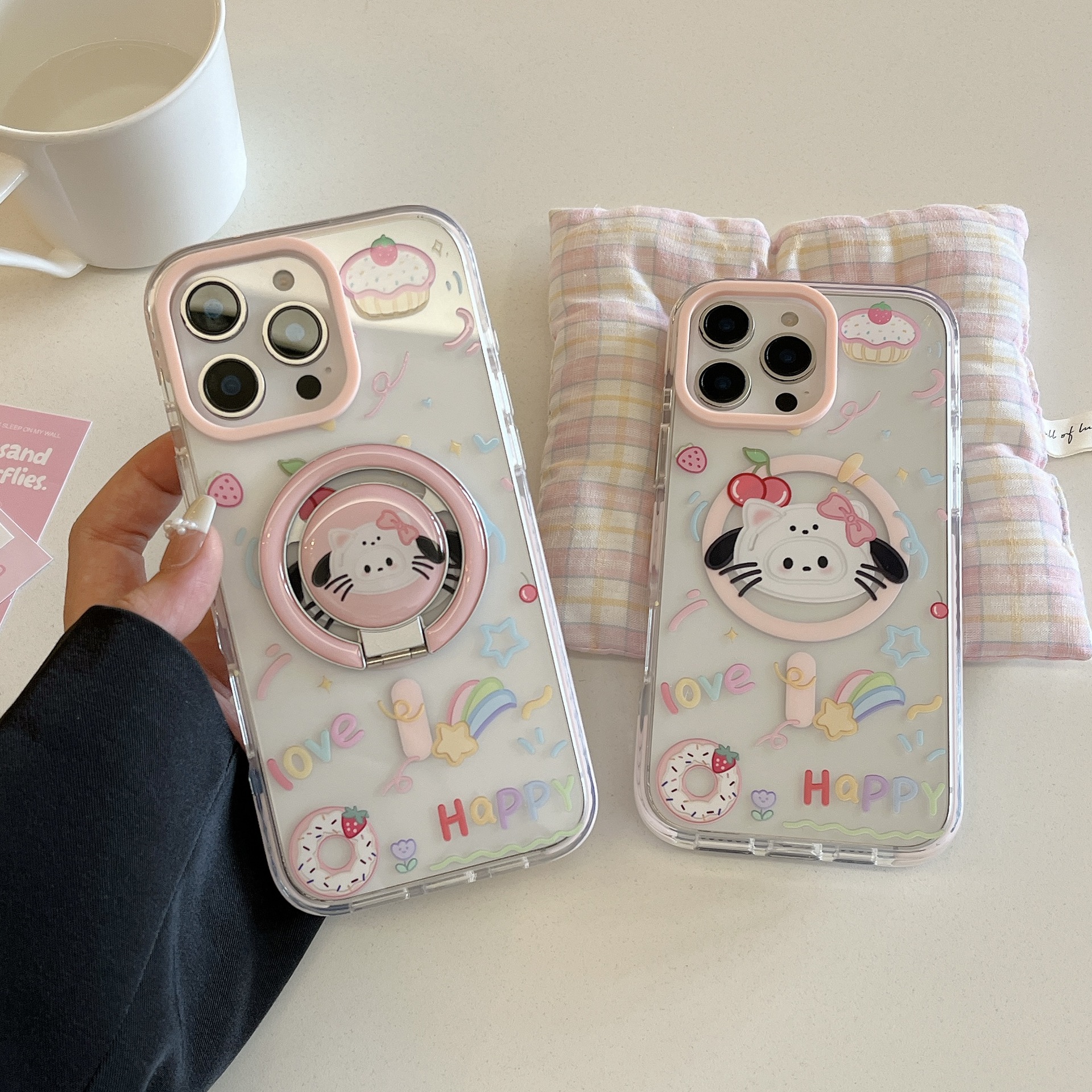 Dibujos animados lindo postre gato para iPhone16 funda para teléfono móvil 15ProMax magnético 14Pro fresco 16Pro