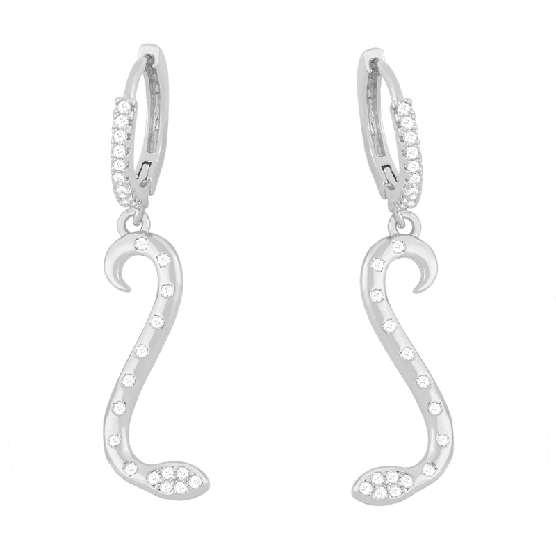 Simple Snake Pendant Inlaid Zircon Earrings display picture 4