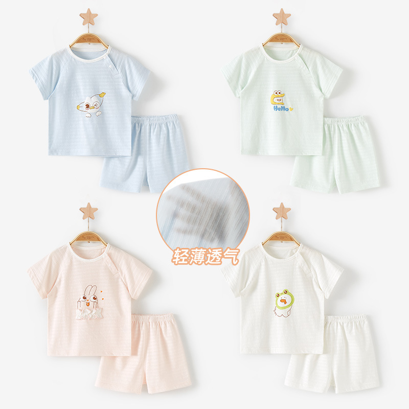 Ropa de verano para bebés traje de bebé de manga corta delgada para niños niñas de algodón de verano para niños ropa de bebé dividida