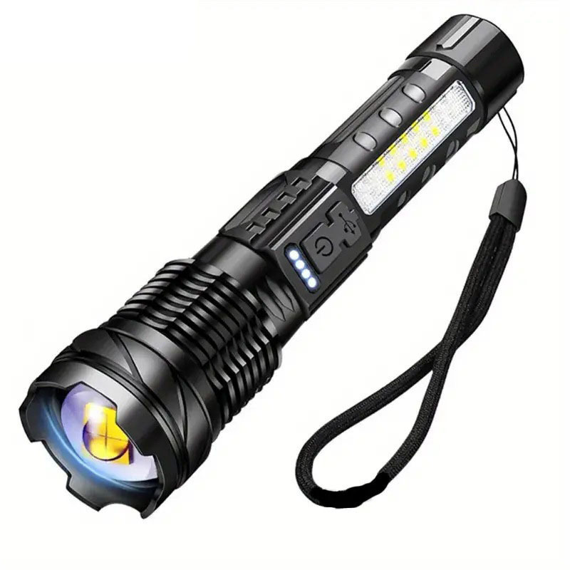 LED懐中電灯、強力な光、レーザーライト、長時間持続、屋外充電、多機能緊急警告COB作業灯|undefined