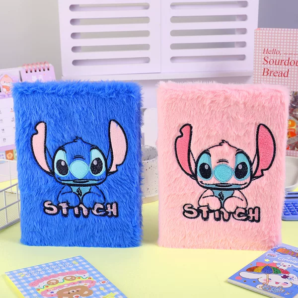 A5 Cute Stitch Plush Notebook Cartoon Furry Notebook Notepad Handmade Journal Student Reward Gift
