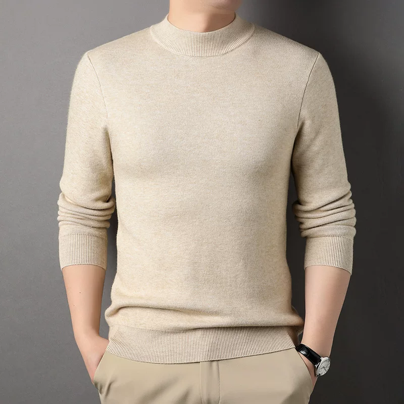 Fashionable sweater, universal colored knitted warm long-sleeve for leisure, high collar, wholesale