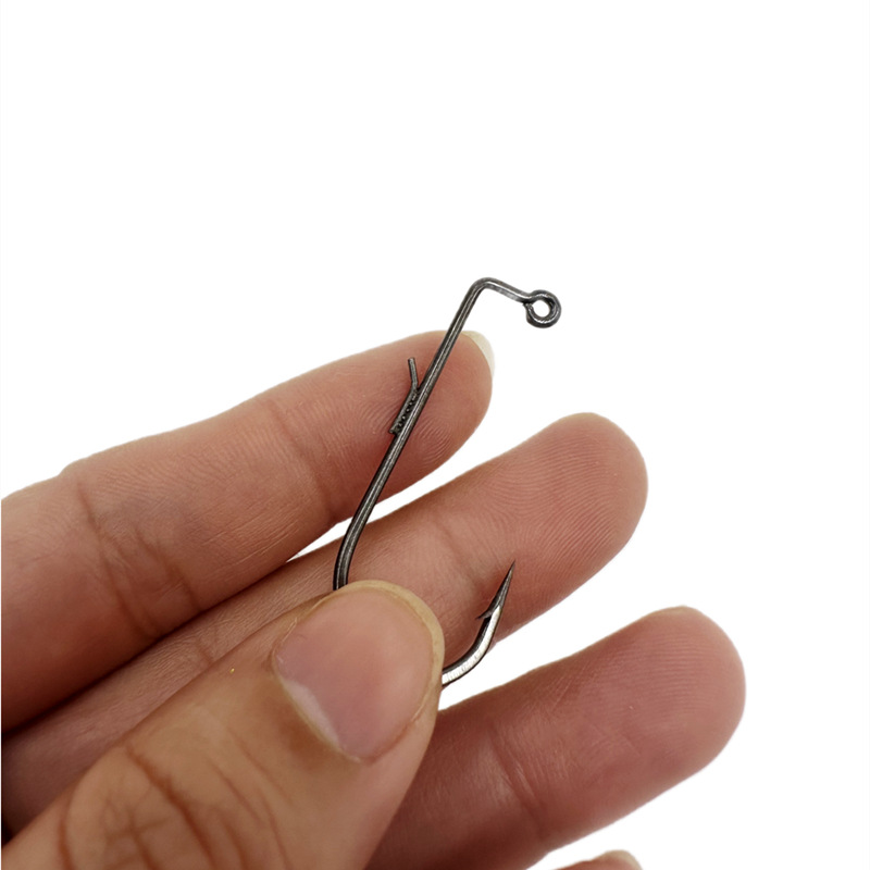 Gancho de manivela gancho de cabeza de plomo gancho de ángulo recto de púas planas de acero al carbono gancho de luya raya blanca que rebordea el gancho de pescado bajo