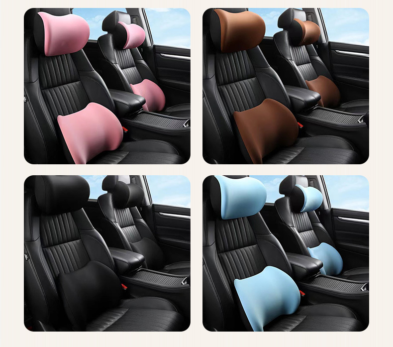 Wholesale car headrest and lumbar support, memory foam lumbar support, comfortable and breathable car lumbar support, long-sitting car pillow, neck support pillow