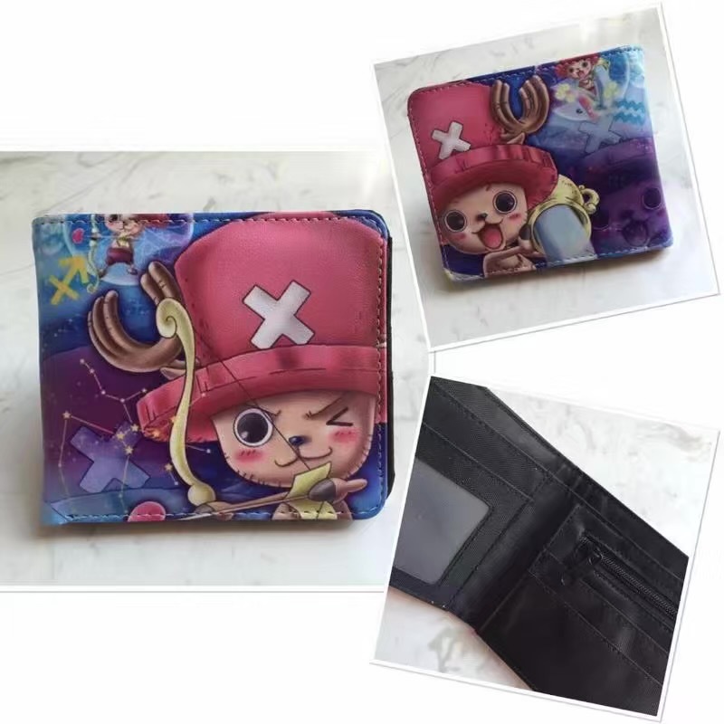 One Piece One Piece Cartera de dibujos animados japoneses Luffy Choba Solon plegable estudiantes PU cartera de cuero corta