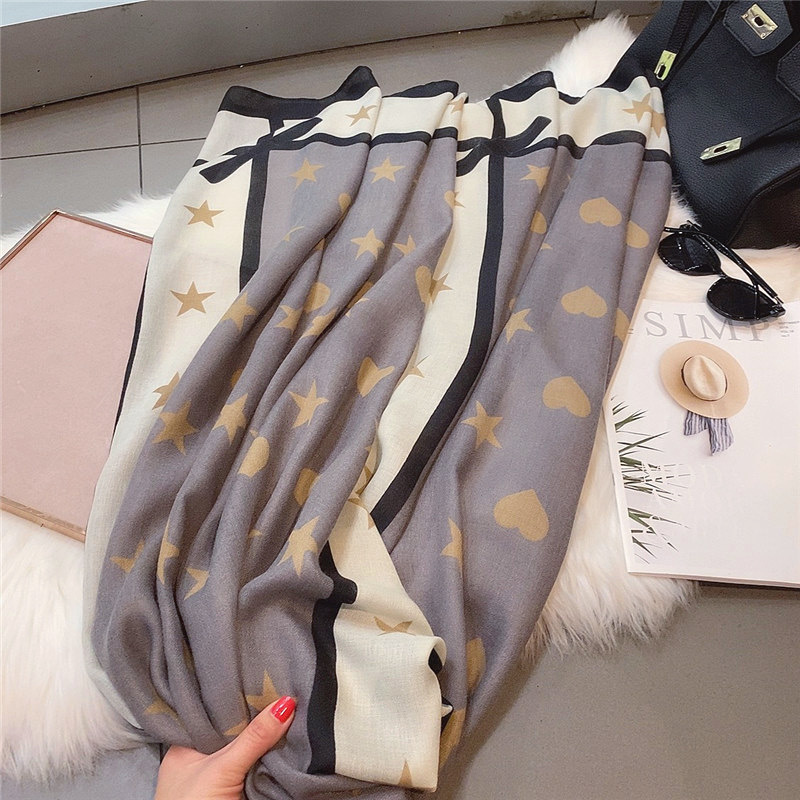 Temperament Bowknot Cotton Linen Women's Spring and Autumn Korean Version Versatile Long Style Large Shawl Winter Wrap_voghion.com