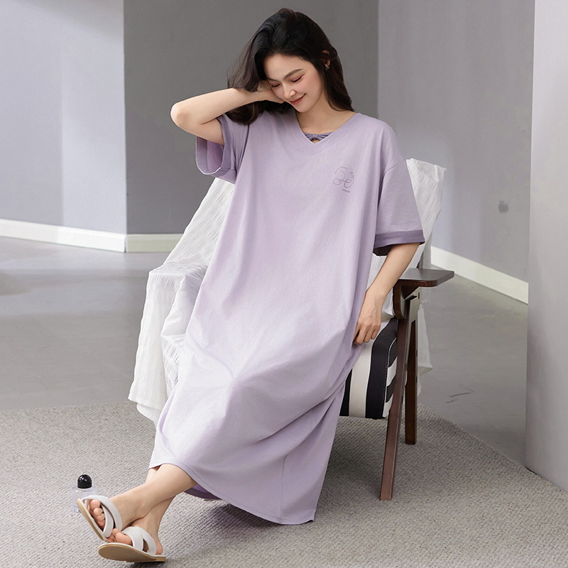 Camisón mujeres verano algodón puro 2025 nuevo estilo de manga corta pijamas delgados falda mujeres embarazadas ropa de hogar suelta de talla grande