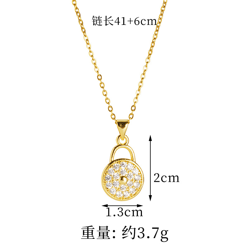 Collar de oro de arena de Vietnam para mujer con incrustaciones de circonio moda geométrica irregular cerradura redonda pendiente simple fábrica de joyería al por mayor