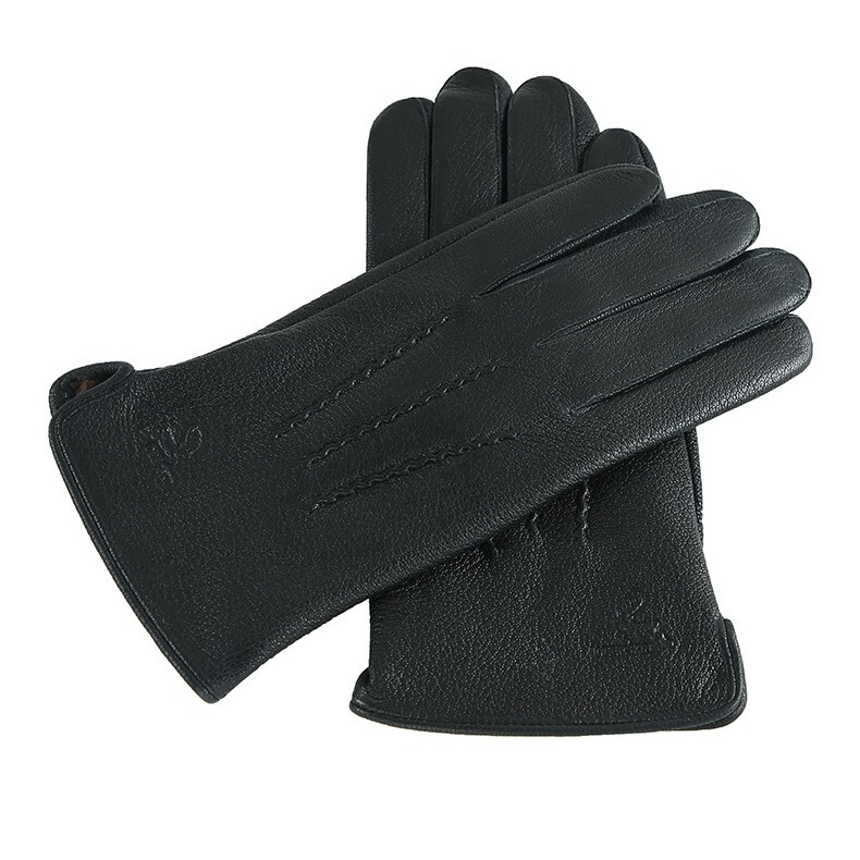 Wholesale men's imitation deerskin wool inner business gloves outdoor fleece-lined autumn and winter warm goat leather gloves
