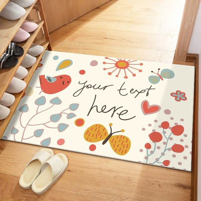 Avtomobil döşəmə paspasları — Mat for Entrance, Toilet - crystal-velvet-cartoon-entrance-door-mat-birds-and-flowers-4060cm