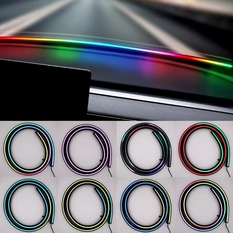 LEDカーライトストリップ、フロントディンビューパネル、アンビエントライト、配線不要、アプリ制御、改造照明、車装飾ライトストリップ|undefined