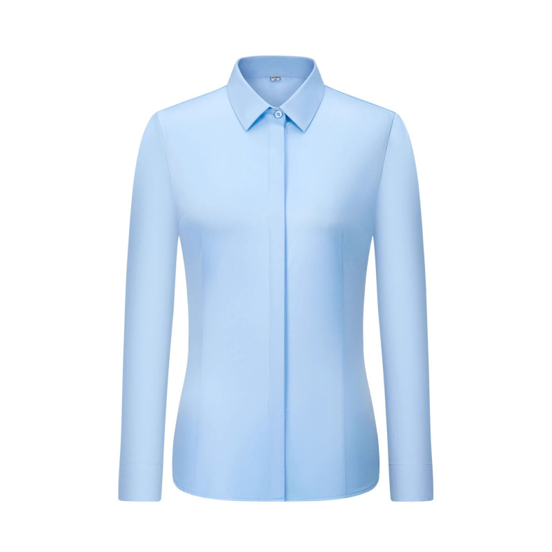 Women's Lapel Shirt, Solid Color, Stretchy, Non-Iron, Business Commuter Professional Formal Fit, Versatile Work Shirt
