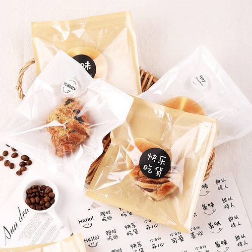 Internet celebrity disposable food take-out bag oil-proof croissant bread bag kraft paper packaging bag baking packaging bag