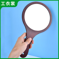 歐式復古手柄化妝鏡手拿手持美容院美容店木柄鏡子便攜紋繡梳妝鏡