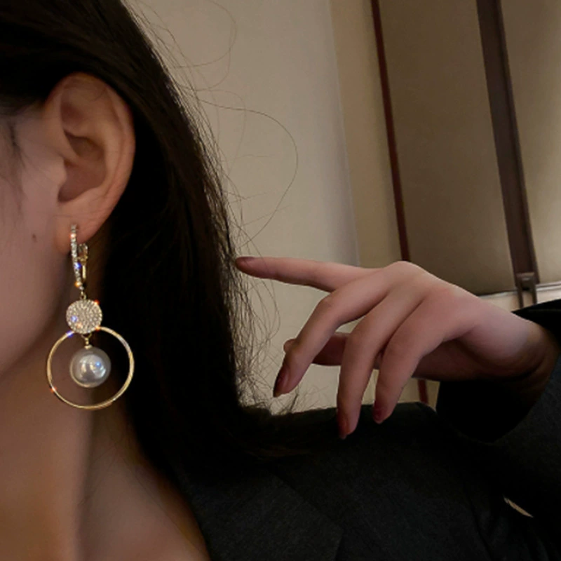 Серебряная игла, цепь, модные свежие серьги из жемчуга, серебро 2024 образец, городской стиль